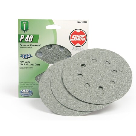 Shopsmith 5 in. Aluminum Oxide Hook and Loop Sanding Disc 40 Grit Coarse , 3PK 12280